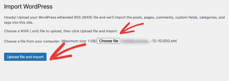 import xml wordpress file