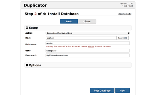 duplicator-installer-step2