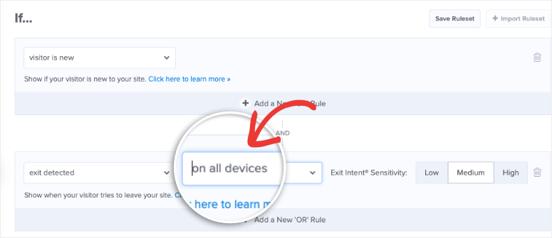 targeting rules in optinmonster