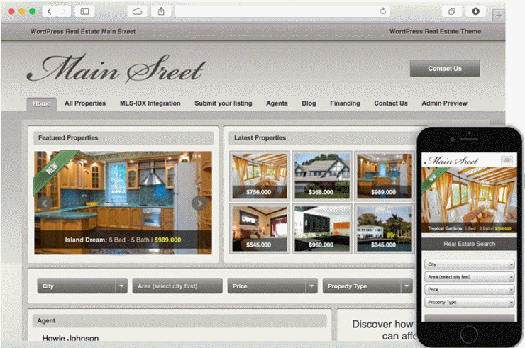 main street - IsItWP - Detector gratuito de temas de WordPress main street