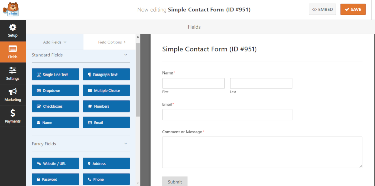 wpforms drag and drop builder plugin