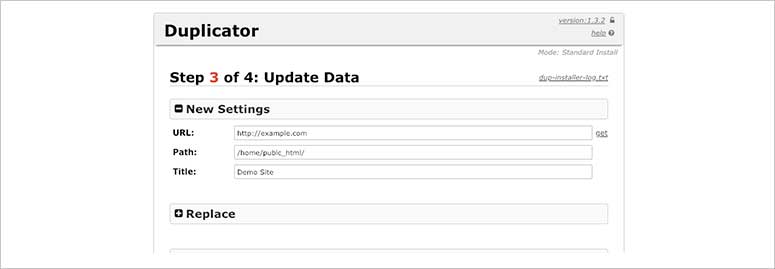 Update data