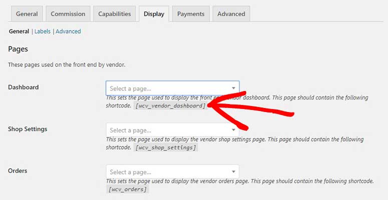 Display page shortcodes