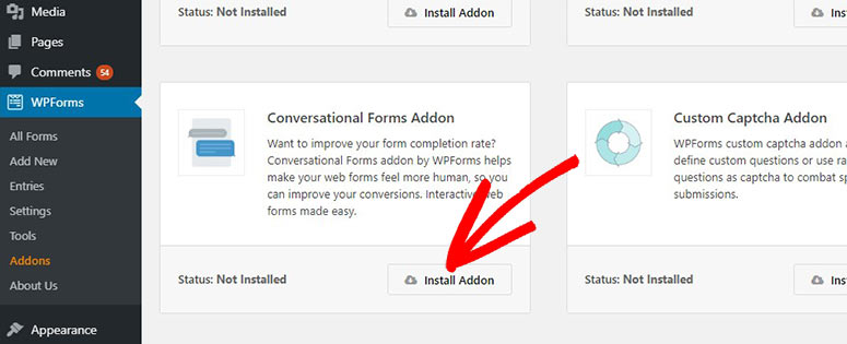 Install conversational forms addon