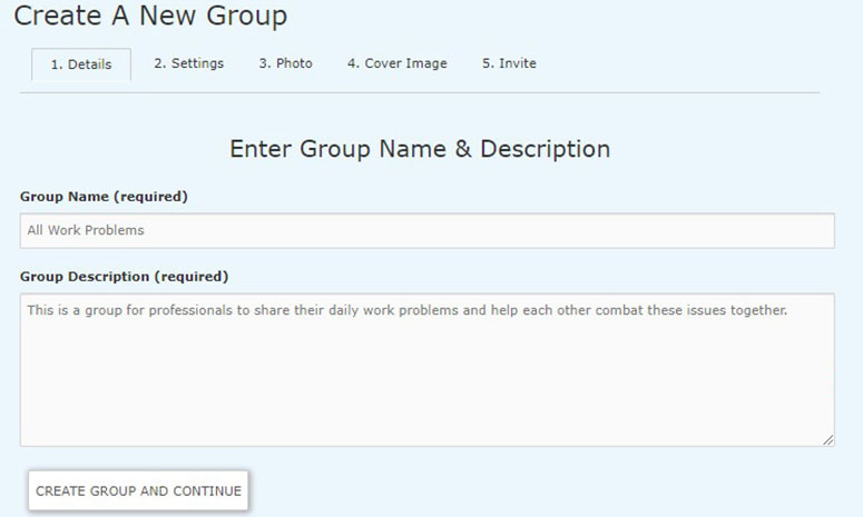 Create group and continue