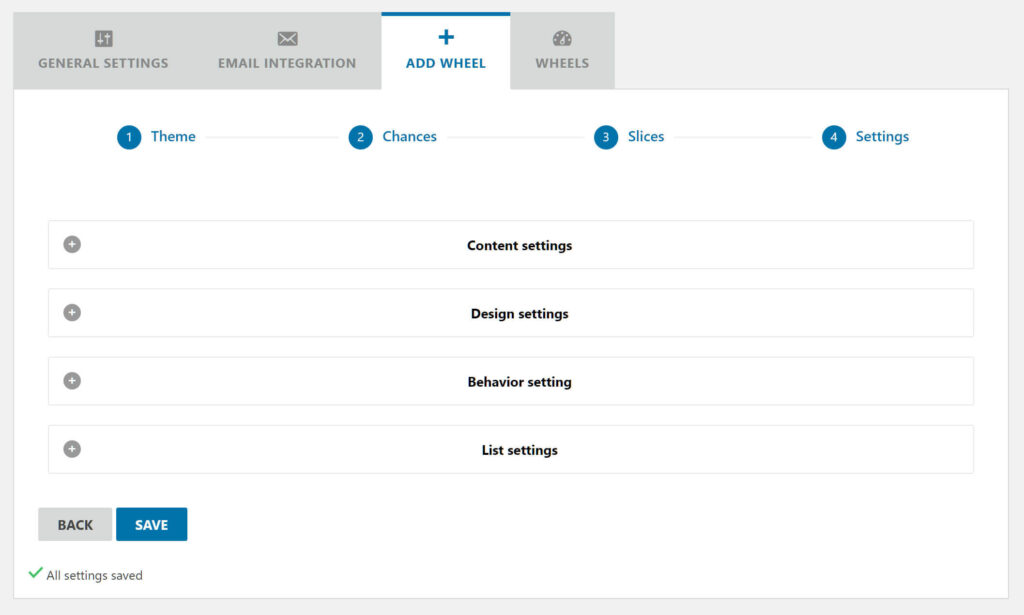 wp optin wheel settings