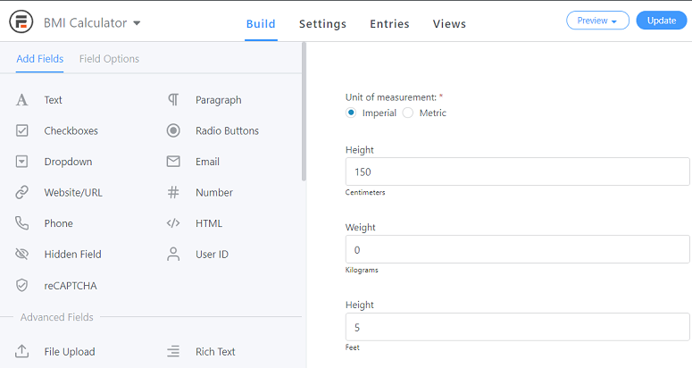 BMI calculator