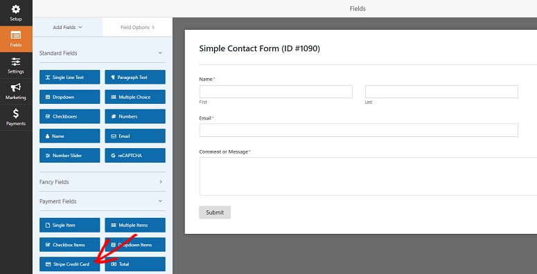 WPForms stripe field