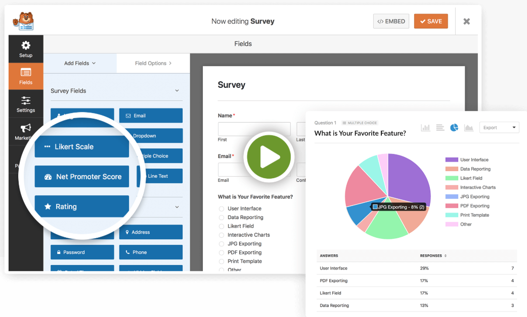 WPForms survey and polls addon