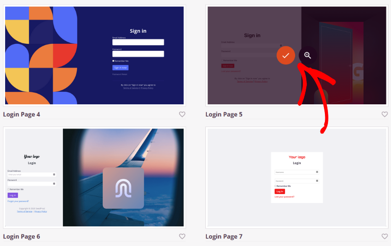 choose login page template