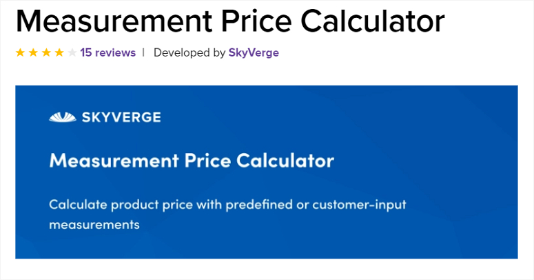 Measurement price calculator plugin.