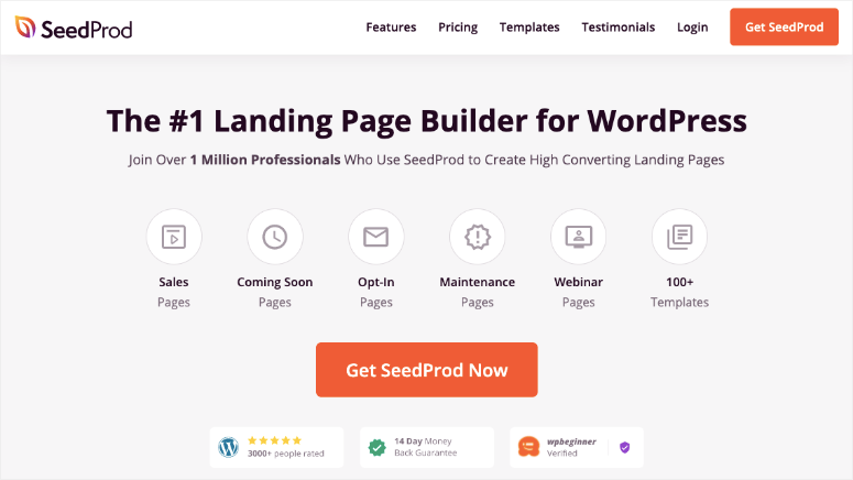 SeedProd landing page builder