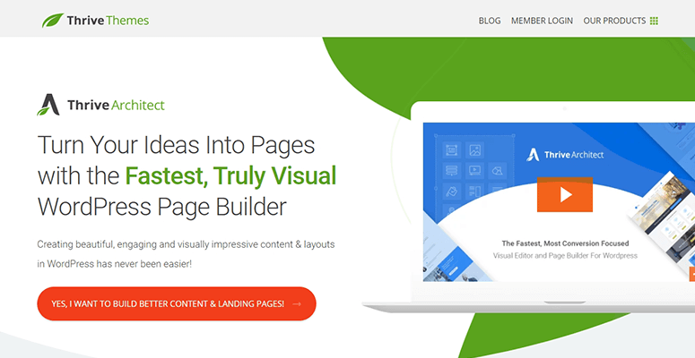 thrive architect best wordpress page builders