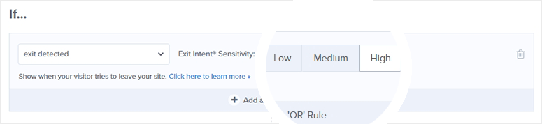 Exit Intent sensitivity