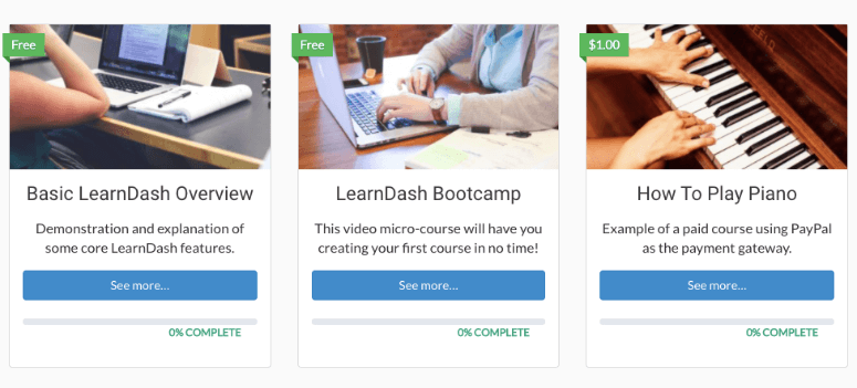 learndash demo courses