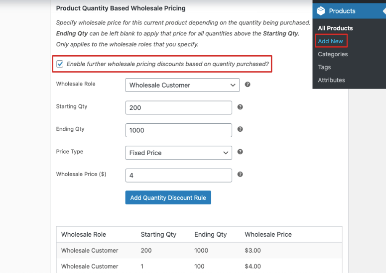 Quantity based pricing