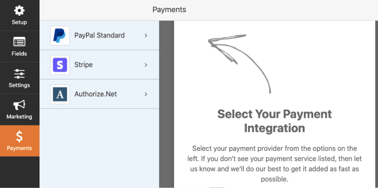 wpforms payment options