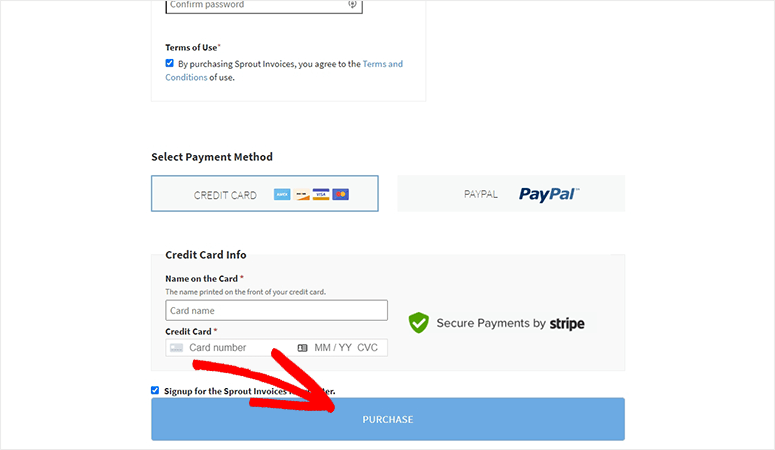 Payment page