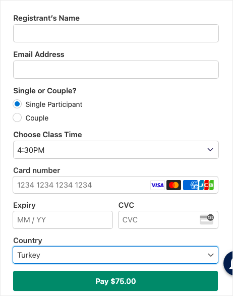 WP Simple Pay event registration time slot