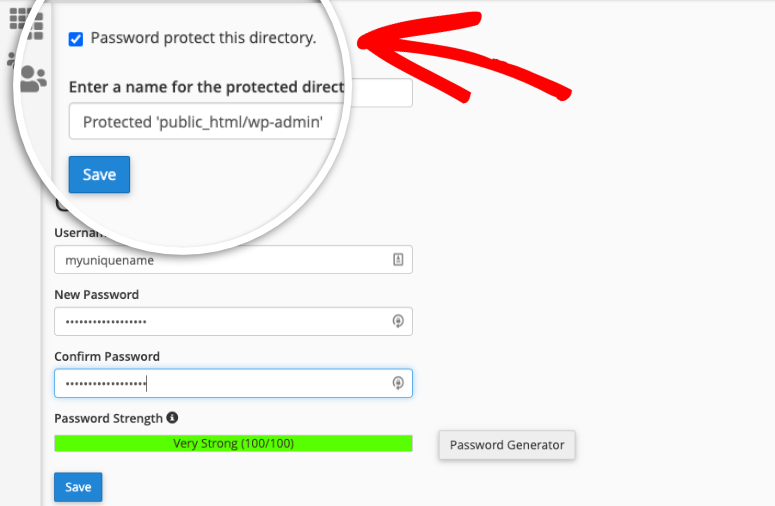 add password to directory