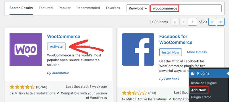 activate woocommerce plugin