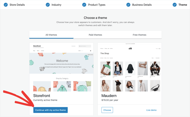 storefront theme in bluehost