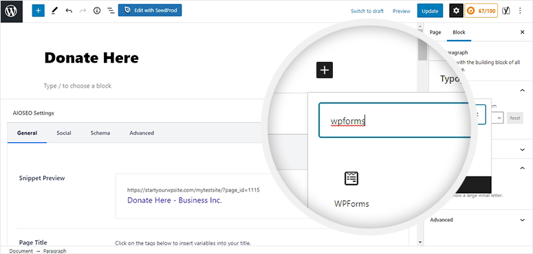 WPForms custom block