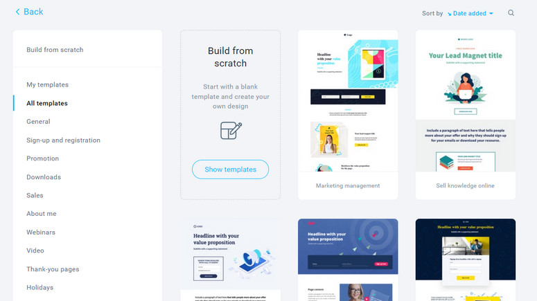 landing page templates getresponse