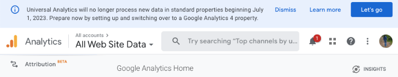 universal analytics warning