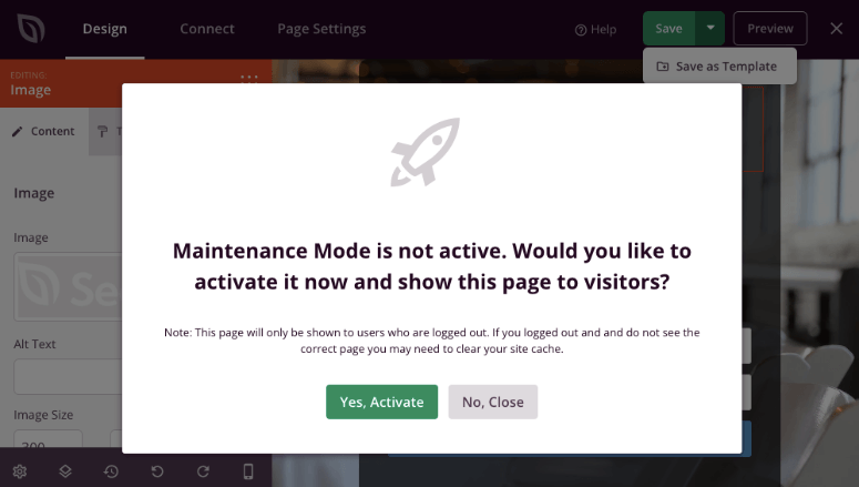 maintenance mode notification