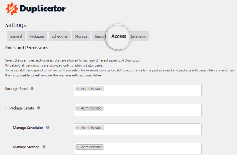 duplicator access control