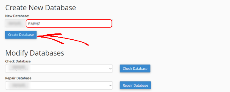 duplicator staging create database