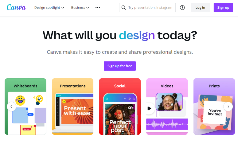 canva homepage