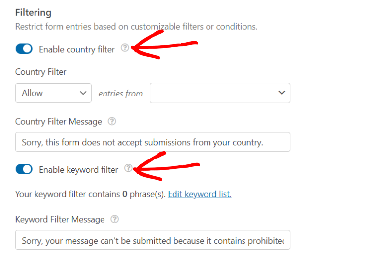 wpforms filter