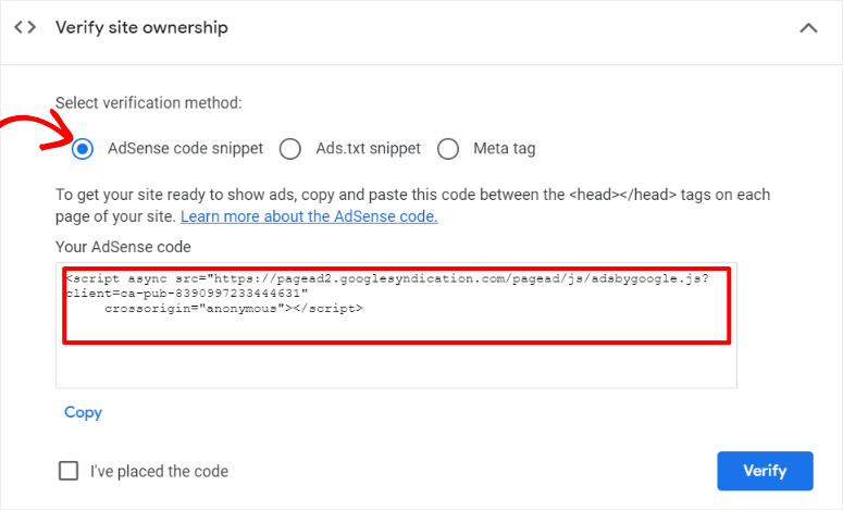 adsense copy code