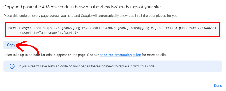 copy auto adsense code