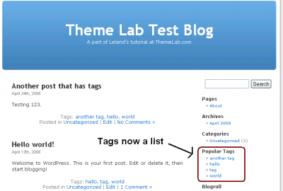 WordPress Tag List