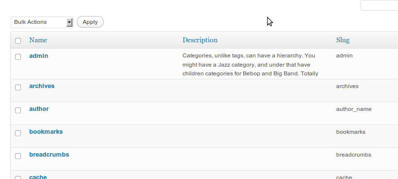 truncate description within categories admin panel