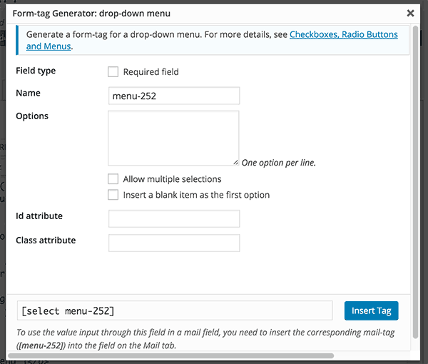 Setting up advanced options for input fields