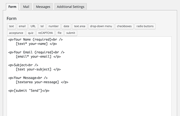 Creating form with Contact Form 7 plugin