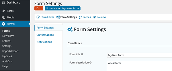 Gravity Form Settings