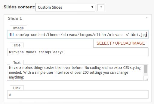 Nirvana custom slides for homepage