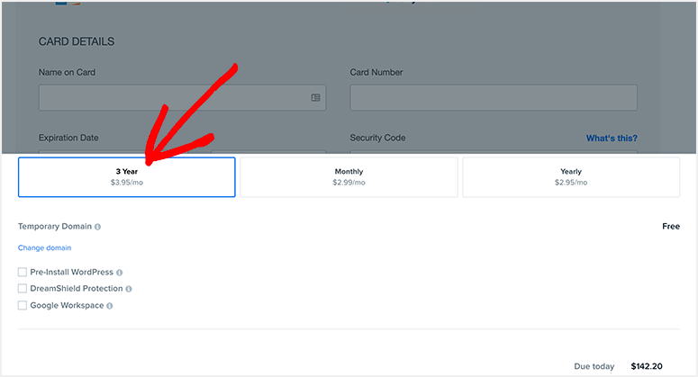 DreamHost 3 years plan