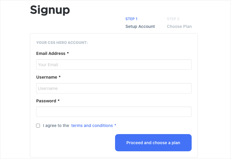 sign up for css hero