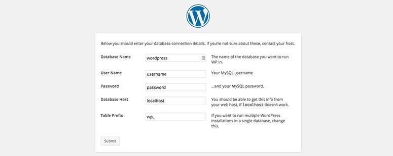 Create WordPress config file