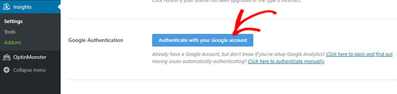 Authenticate with your Google account