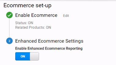 Enable enhanced ecommerce settings