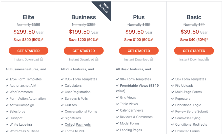 formidable forms pricing