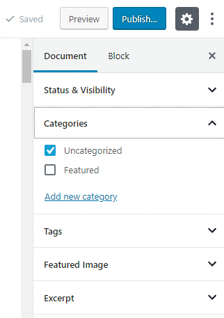 categories and tags- gutenberg