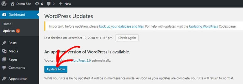 Update WordPress now